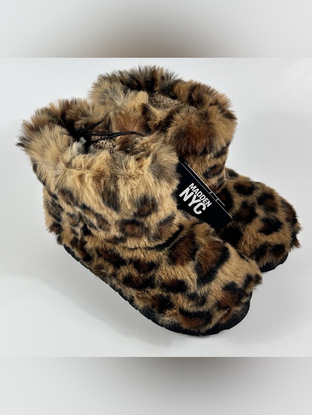 Madden NYC Girls Faux Fur Boots 13-1 Leopard Animal Print Cozy Winter Y2K
